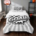 thumbnail image 1 of Manfei Soccer Sport Twin Comforter Sets, Geometric Stripe Bedding Set, Grey Monochrome, Reversible 2pcs 1 Comforter and 1 Pillowcase, 1 of 6