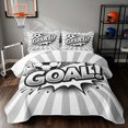 thumbnail image 1 of Manfei Soccer Sport Twin Quilt Set, Geometric Stripe Twin Coverlet Set, Grey Monochrome, Reversible 2pcs, 1 Bedspread and 1 Pillowcase, 1 of 7