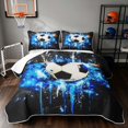 thumbnail image 1 of Manfei Soccer Sports Bed Spread Queen, Queen Coverlet Set, Black Bright Blue, Black Reversible 3pcs, 1 Quilt and 2 Pillowcases, 1 of 7