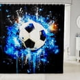 thumbnail image 1 of Manfei Soccer Sports Shower Curtain 72Wx78L, Bath Curtain, Black Bright Blue, 1 of 5