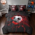 thumbnail image 1 of Manfei Soccer Sports Twin Bedding, Neon Lightning Bedding Comforter Set, Teal Crack Glow, Black Reversible 7 Pieces, 1 of 6