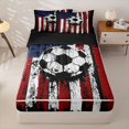 thumbnail image 1 of Manfei Soccer Sports Zipper Twin Comforter Sets with Fitted Sheet and 2 Pillowcases,Vintage Us Flag Zipper Bedding Set,Red White,Black Reversible,4pcs, 1 of 8