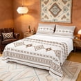 thumbnail image 1 of Manfei Southwestern Aztec Bed Sheets, Bohemian Brown Beige Fuul Size Sheets, Reversible 4 Pieces1 Flat Sheet + 1 Fitted Sheet + 2 Pillowcases, 1 of 6