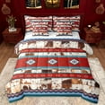 thumbnail image 1 of Manfei Southwestern Aztec Geometric 7pcs Bedding Comforter Set,Rustic Western Cattle Hide Queen Bedding Sets,Red Blue Stripe Triangle Queen Sheet Sets For Adult,Microfiber Bedroom Decor Reversible, 1 of 8