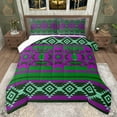 thumbnail image 1 of Manfei Southwestern Aztec Geometric Bedding Comforter Set,Rustic Western bohemian Twin Comforter Sets,Green Purple Bedding Set For Adult,Microfiber Bedroom Decor Reversible,2pcs, 1 of 8