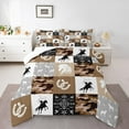 thumbnail image 1 of Manfei Southwestern Cowboy King Size Comforter Sets,Western Country Horse Bedding Comforter Set,Brown Gray White Bedding Set For Boys Children,Ultra Soft Home Decor,3-Piece, 1 of 8
