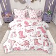 thumbnail image 1 of Manfei Southwestern Cowgirl 7-Piece Bedding Comforter Set,Western Chic Boots King Bedding Sets,Pink Bowtie Bow Knot Bed Sheets For Girl Kids,Ultra Soft Home Decor Reversible, 1 of 9