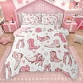 thumbnail image 1 of Manfei Southwestern Cowgirl Full Size Comforter Sets,Western Chic Boots Bedding Comforter Set,Pink Bowtie Bow Knot Bedding Sets For Girl Kids,Ultra Soft Home Decor Reversible,3pcs, 1 of 9