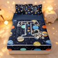 thumbnail image 1 of Manfei Space Astronaut Alphabet T Zipper Full Size Comforter Sets with Fitted Sheet and 2 Pillowcases,Stars Galaxy Zipper Bedding Set,Dark Blue,Navy Blue Reversible,4pcs, 1 of 8