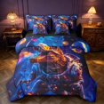 thumbnail image 1 of Manfei Space Astronaut Dino Animals 7pcs Queen Bedding,Neon Cloud Stars Bedding Comforter Set Queen,Blue Purple,Black Reversible, 1 of 5