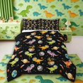 thumbnail image 1 of Manfei Space Astronaut Dino Animals Full Size Comforter Sets,Neon Stars Bedding Comforter Set,Black Yellow,Black Reversible,3pcs,1 Comforter and 2 Pillowcases, 1 of 7