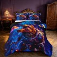 thumbnail image 1 of Manfei Space Astronaut Dino Animals Queen Comforter Set,Neon Cloud Stars Comforter Sets Queen,Blue Purple,Black Reversible,3pcs,1 Comforter and 2 Pillowcases, 1 of 7