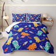 thumbnail image 1 of Manfei Space Astronaut Dino Wildlife Quilt King,Neon Stars King Coverlet Set,Blue Orange,3-Piece,1 Bedspread and 2 Pillowcases, 1 of 7