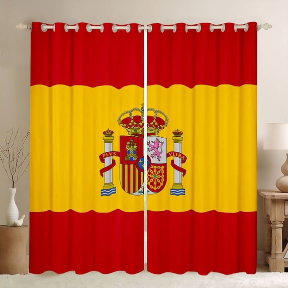 Manfei Spain Flag Blackout Curtains,Red Yellow Curtains Pack of 2 (42x84 Each)