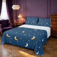 thumbnail image 1 of Manfei Sparkle Stars Print King Sheets,Night Starry Sky Bedding,Navy Yellow,4-Piece,1 Flat Sheet,1 Fitted Sheet and 2 Pillowcases, 1 of 6
