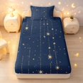 thumbnail image 1 of Manfei Sparkle Stars Print Twin Fitted Sheet,Cute Cartoon Themed Bedding,Navy Blue,2-Piece, 1 of 6