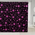 thumbnail image 1 of Manfei Sparkle Stars Printed Shower Curtain 72Wx78L,Kawaii Cartoon Themed Bath Curtain,Black Pink, 1 of 5