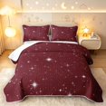thumbnail image 1 of Manfei Sparkle Stars Printed Twin Quilt Set,Cute Cartoon Themed Twin Coverlet Set,Red White,Black Reversible,2-Piece,1 Bedspread and 1 Pillowcase, 1 of 7