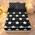 thumbnail image 1 of Manfei Sparkle Stars Printed Zipper Twin Comforter Sets with Fitted Sheet and 2 Pillowcases,Kawaii Polka Dot Zipper Bedding Set,Black White,Black Reversible,4pcs, 1 of 8