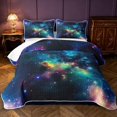 thumbnail image 1 of Manfei Sparkling Multicolor Galaxy Print Quilt King,Dreamy Interstellar King Coverlet Set,Black Reversible,3 Pieces,1 Bedspread and 2 Pillowcases, 1 of 7