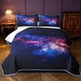 thumbnail image 1 of Manfei Sparkling Purple Nebula Print Quilt Full,Celestial Stars Full Bedspread Sets,Black Reversible,3-Piece,1 Coverlet and 2 Pillowcases, 1 of 7