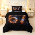 thumbnail image 1 of Manfei Sparkling Stars Print Twin Comforter Sets,Celestial Deep Galaxy Bedding Set,Black Orange Blue,Black Reversible,2pcs,1 Comforter and 1 Pillowcase, 1 of 7
