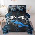 thumbnail image 1 of Manfei Speed Car 7-Piece Twin Bedding,Checkerboard Flag Bedding Comforter Set,Blue,Black Reversible, 1 of 7