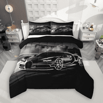 Manfei Speed Racing Car Bedding Comforter Set 2pcs for Teen Boys Men, Black Sports Car Twin Comforter Sets, Race Car Game Bedding Set, Breathable Home Decor