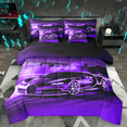 thumbnail image 1 of Manfei Speed Racing Car Bedding Comforter Set 7pcs for Teen Boys Men, Purple Sports Car King Bedding Sets, Race Car Game Bed Sheets, Microfiber Bedroom Decor, 1 of 8