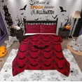 thumbnail image 1 of Manfei Spooky Bats Bedding Comforter Set,Happy Halloween Twin Comforter Sets,Baroque Flower Floral Bedding Set For Boys Kids,Red Black Bedroom Decor Reversible,2 Pieces, 1 of 8