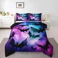 thumbnail image 1 of Manfei Spooky Bats King Size Comforter Sets,Happy Halloween Day Bedding Comforter Set,Purple Blue Ombre Bedding Set For Boys Kids,Luxury Bedroom Decor Reversible,3 Pieces, 1 of 8