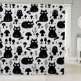 thumbnail image 1 of Manfei Spooky Black Cat Shower Curtain 72Wx84L, Wildflower Mushroom Bathroom Shower Curtain, Black Gray, 1 of 5