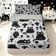 thumbnail image 1 of Manfei Spooky Black Cat Zipper Queen Comforter Set with Fitted Sheet and 2 Pillowcases, Wildflower Mushroom Zipper Bedding Set, Black Gray, Gray Reversible, 4-Piece, 1 of 7
