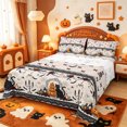 thumbnail image 1 of Manfei Spooky Ghost Pattern King Sheets,Halloween Theme Black Cat Bedding,4pcs,1 Flat Sheet,1 Fitted Sheet and 2 Pillowcases, 1 of 6