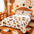 thumbnail image 1 of Manfei Spooky Print Halloween Bed Sheets,Cartoon Black Cat Full Size Sheets,4 Pieces,1 Flat Sheet,1 Fitted Sheet and 2 Pillowcases, 1 of 6