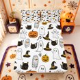 thumbnail image 1 of Manfei Spooky Pumpkin Lantern Fitted Sheet Full,Ghost Print Halloween Bed Set,3pcs,1 Fitted Sheet and 2 Pillowcases, 1 of 6