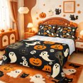 thumbnail image 1 of Manfei Spooky Pumpkin Lantern King Sheets,Ghost And Bat Halloween Bedding,4 Pieces,1 Flat Sheet,1 Fitted Sheet and 2 Pillowcases, 1 of 6