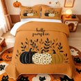 thumbnail image 1 of Manfei Spooky Pumpkin Lantern Quilt King,Halloween Spider Web Print King Coverlet Set,3 Pieces,1 Bedspread and 2 Pillowcases, 1 of 7