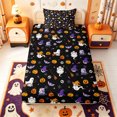 thumbnail image 1 of Manfei Spooky Pumpkin Lantern Twin Fitted Sheet,Bat And Skull Halloween Bedding,2 Pieces,1 Fitted Sheet and 1 Pillowcase, 1 of 6