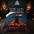 thumbnail image 1 of Manfei Spooky Scarecrow Print Queen Comforter Set for Kids, Blue Night Halloween Pumpkin Comforter Sets Queen, Halloween Reversible, 3 Pieces, 1 Comforter and 2 Pillowcases, 1 of 6