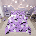 thumbnail image 1 of Manfei Spooky Shost Bedding Sets Full with Comforter, Cartoon Bat Comforter Sets Full Size, Purple Halloween Reversible Down Comforter, Lightweight Room Decorative, 3-Piece, 1 of 8