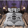 thumbnail image 1 of Manfei Spooky Skeleton Skull Twin Bedding Sets 7-Piece, Damask Flower Print Bedding Comforter Set, Vintage Western Bohemian Reversible Sheet Sets, Microfiber Bedroom Decor, 1 of 8