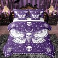 thumbnail image 1 of Manfei Spooky Skull Moth 7-Piece Twin Bedding Sets,bohemian Exotic Style Bedding Comforter Set,Purple White Sheet Sets For Men Women,Luxury Bedroom Decor Reversible, 1 of 8