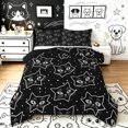 thumbnail image 1 of Manfei Spooky Star Cat Full Size Comforter Sets, Dotted Galaxy Bedding Comforter Set, Black White, Black Reversible, 3pcs, 1 Comforter and 2 Pillowcases, 1 of 7