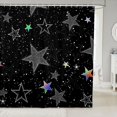 thumbnail image 1 of Manfei Spooky Stars Shower Curtain 72Wx72L,Cute Cartoon Themed Bathroom Curtain,Black Gray, 1 of 5