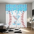 thumbnail image 1 of Manfei Sport Baseball Blackout Curtains, Ice Cream Drip Monogrammed XCurtains Pack of 2 (42x84 Each), Light Blue X, 1 of 5