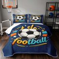 thumbnail image 1 of Manfei Sport Bed Spread Queen, Eat Sleep Football Print Queen Coverlet Set, Navy Orange Cyan, Navy Reversible 3 Pieces, 1 Quilt and 2 Pillowcases, 1 of 7