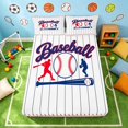 thumbnail image 1 of Manfei Sport Fitted Sheet Full, Baseball Gaming Bed Set, Red Navy White 3pcs, 1 Fitted Sheet and 2 Pillowcases, 1 of 6