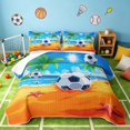 thumbnail image 1 of Manfei Sport Football Bed Spread Queen, Summer Beach Queen Coverlet Set, Blue Orange Green, Navy Reversible 3pcs, 1 Quilt and 2 Pillowcases, 1 of 7