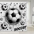 thumbnail image 1 of Manfei Sport Football Shower Curtain 72Wx84L, Soccer Print Bathroom Shower Curtain, Black White 07, 1 of 5